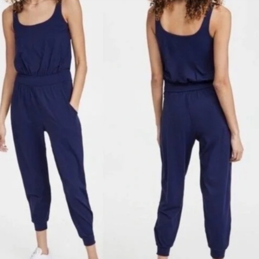 Susana Monaco Gather Tank Jogger Jumpsuit In Deep Sea M